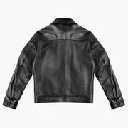 Blouson en cuir noir classique pour homme