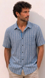 Chemise Rayée Bleu Ciel en Lin-Coton – Coupe Décontractée