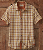 Chemise à Carreaux Beige & Ocre – Édition Estivale
