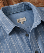 Chemise Rayée Bleu Ciel en Lin-Coton – Coupe Décontractée