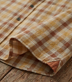 Chemise à Carreaux Beige & Ocre – Édition Estivale